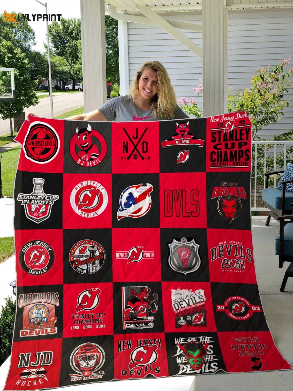 New Jersey Devils 4 Quilt Blanket For Fans Home Decor Gift , Soft Quilt, King Size, All Season Cozy Quilt QB0901
