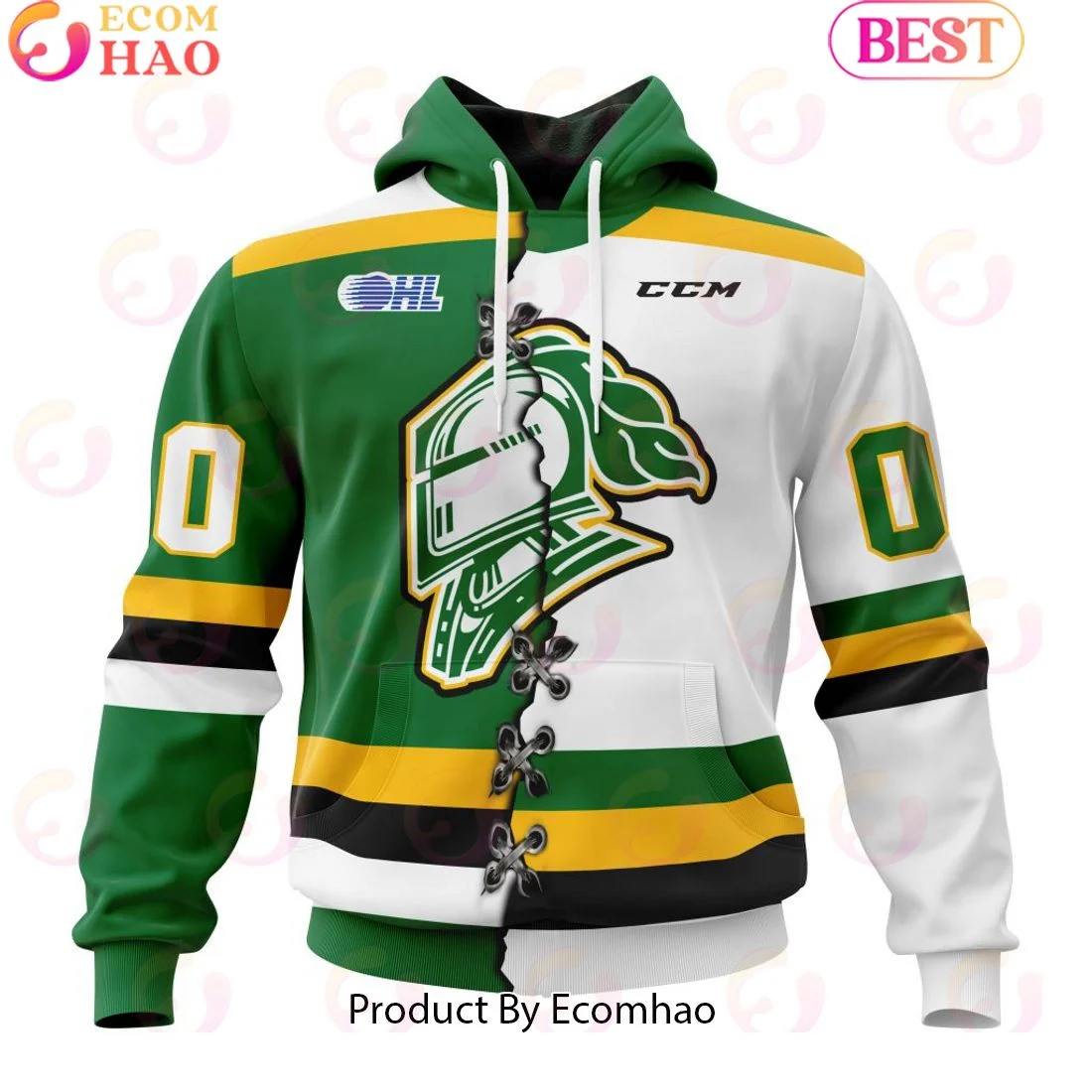 Custom OHL London Knights Mix Home And Away Jersey Personalized Letters Number Hoodie, Zip Hoodie, Man - Women, Warm, Premium Quality HZ0501