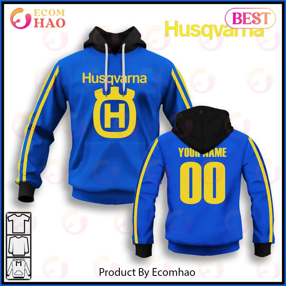 Customize Name Vintage Style Husqvarna Motocross Jersey MX Enduro AHRMA Husky Motorcycle Dirt Bike 3D Hoodie, Zip Hoodie, Man - Women, Warm, Premium Quality HZ0501
