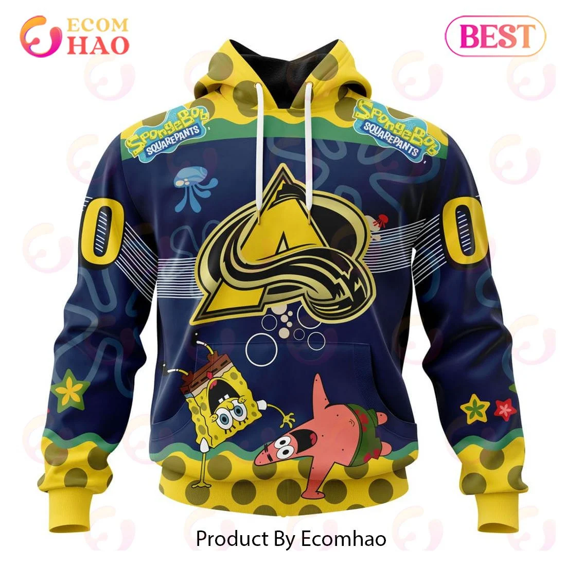 Colorado Avalanche Specialized Jersey With SpongeBob 3D Hoodie, Zip Hoodie, Man - Women, Warm, Premium Quality HZ0501