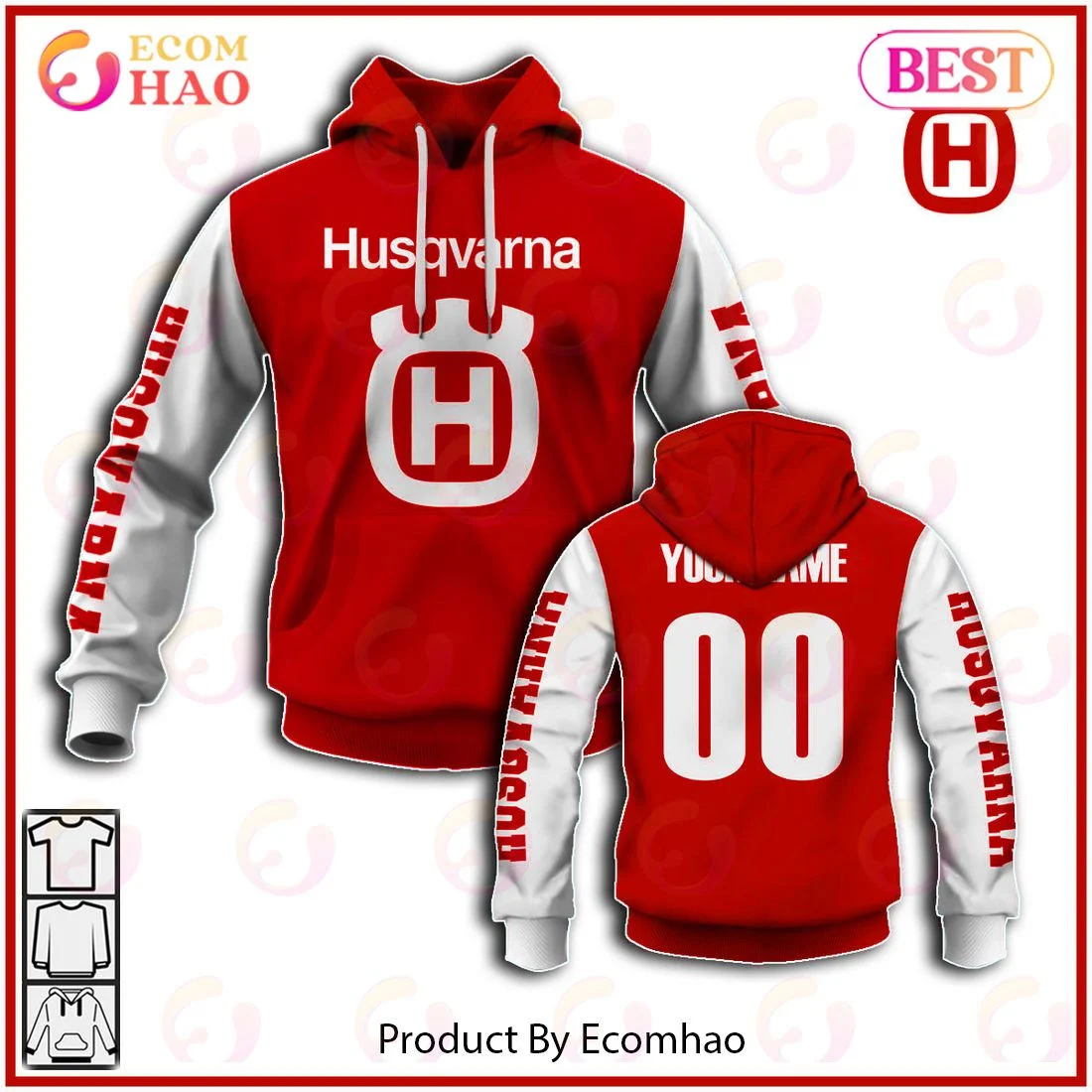 Customize Name Vintage Style Red Husqvarna Motocross Jersey MX Enduro AHRMA Motorcycle 3D Hoodie, Zip Hoodie, Man - Women, Warm, Premium Quality HZ0501