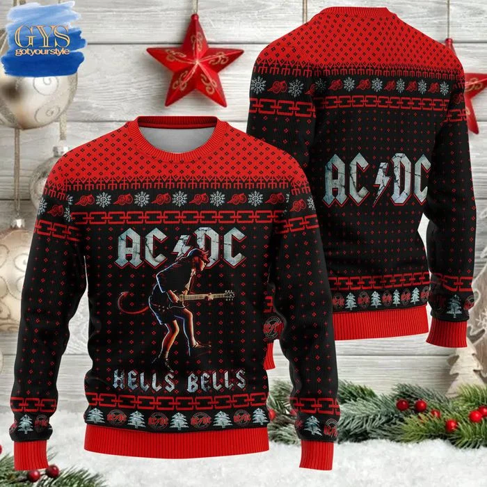 ACDC Hells Bells Ugly Christmas Sweater , Cozy Soft Unisex Pullover SW0601