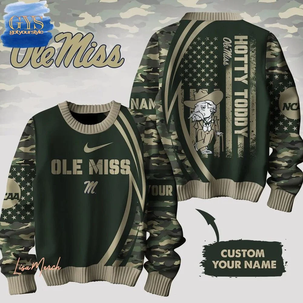 Ole Miss Hotty Toddy Camo Limited Edition Ugly Sweater , Cozy Soft Unisex Pullover SW0601