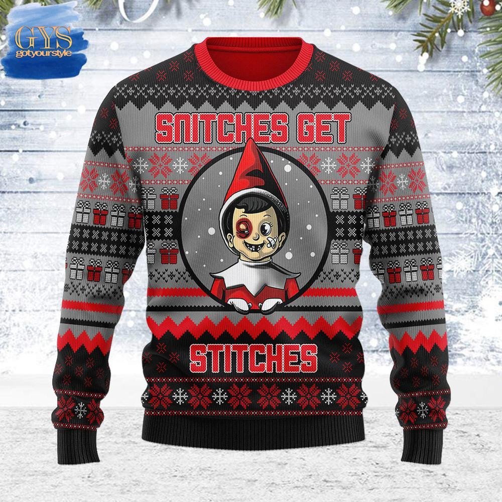 SNITCHES GET STITCHES Christmas Sweater , Cozy Soft Unisex Pullover SW0601