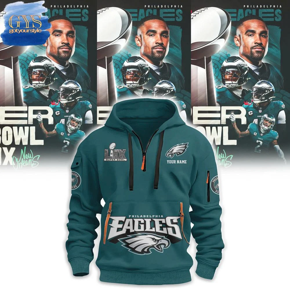 Philadelphia Eagles Super Bowl LIX Quarter Zip Hoodie QTZ0601