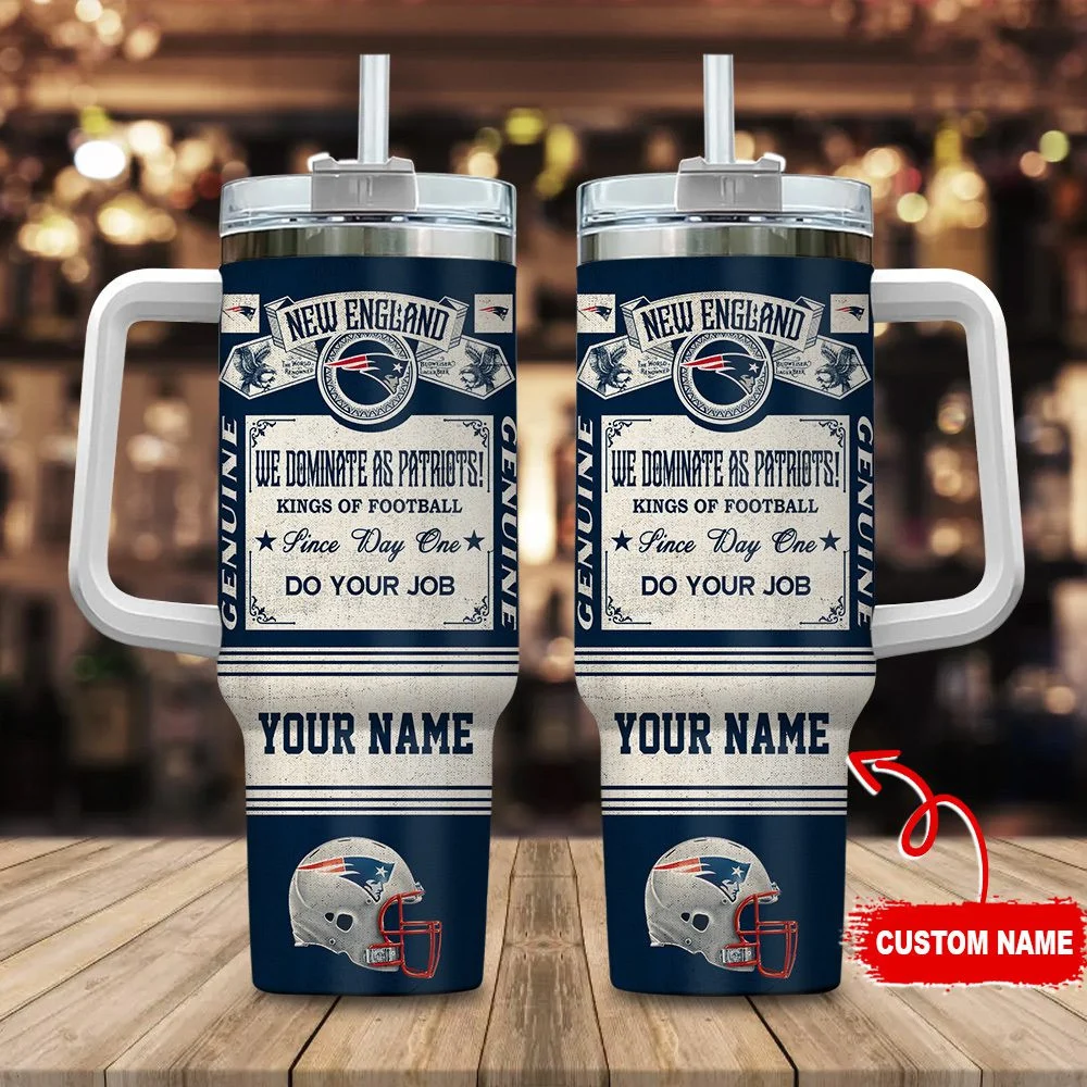 New England Patriots Vintage King of Football Custom Name 40oz Stanley Tumbler - Perfect Gift for Fans 0501TB40