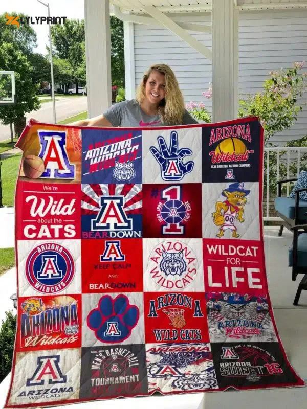 Arizona Wildcats 2 Quilt Blanket For Fans Home Decor Gift , Soft Quilt, King Size, All Season Cozy Quilt QB0901