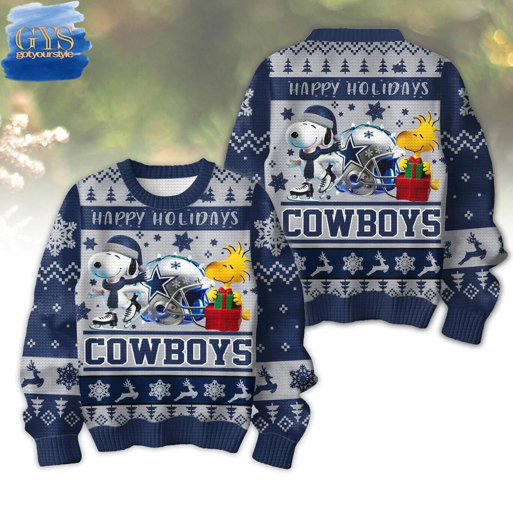 Dallas Cowboys Happy Holiday Christmas Ugly Sweater , Cozy Soft Unisex Pullover SW0601