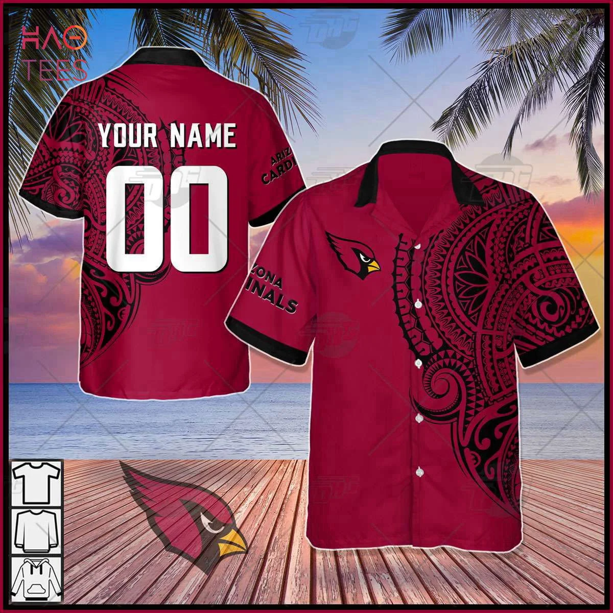 Personalize NFL Arizona Cardinals Polynesian Tattoo Design Hawaiian Shirt Hot Summer 2023 HW0601