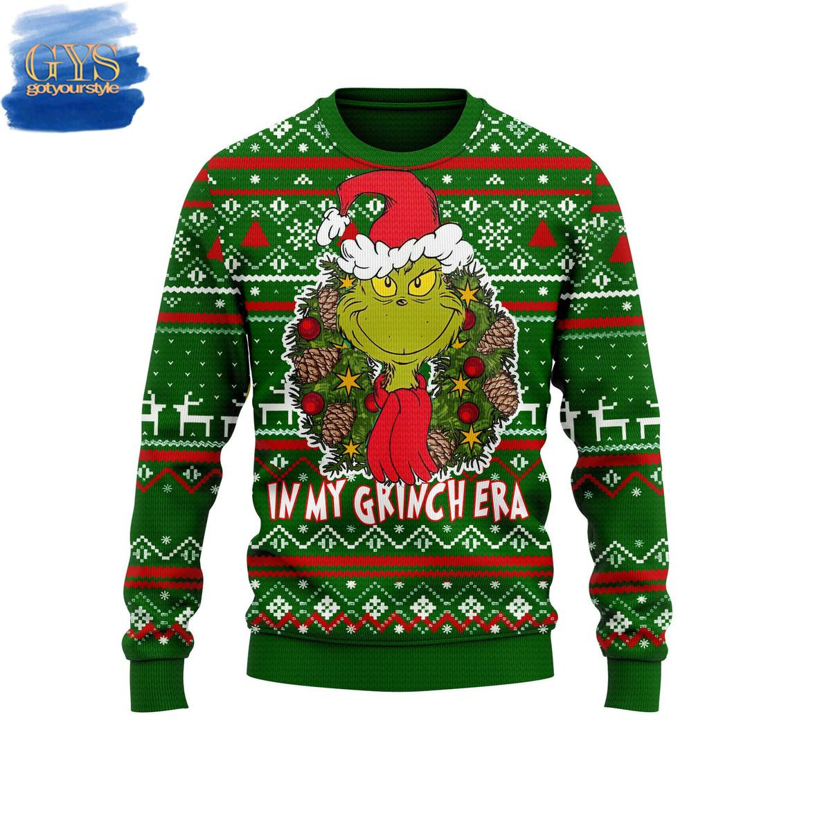 In My Grinch Era Christmas Ugly Sweater , Cozy Soft Unisex Pullover SW0601