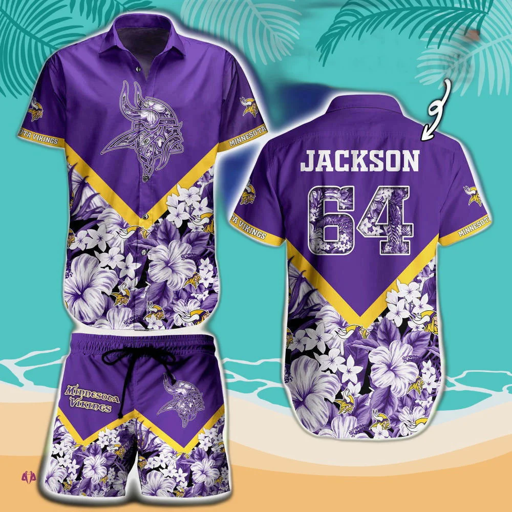 Personalized And Number Minnesota Vikings And Floral Hawaiian Shirt HW0601