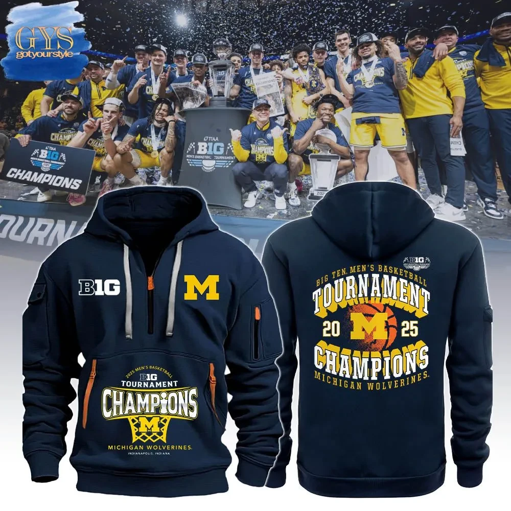 Michigan Wolverines Big Ten Conference Tournament Champions Quarter Zip Hoodie QTZ0601