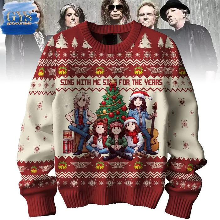 Aerosmith Sing With Me Ugly Christmas Sweater , Cozy Soft Unisex Pullover SW0601