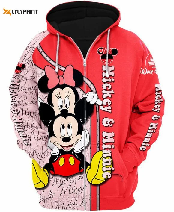 Mickey And Minnie Couple Love 3d Hoodie Zip Hoodie HZ0501