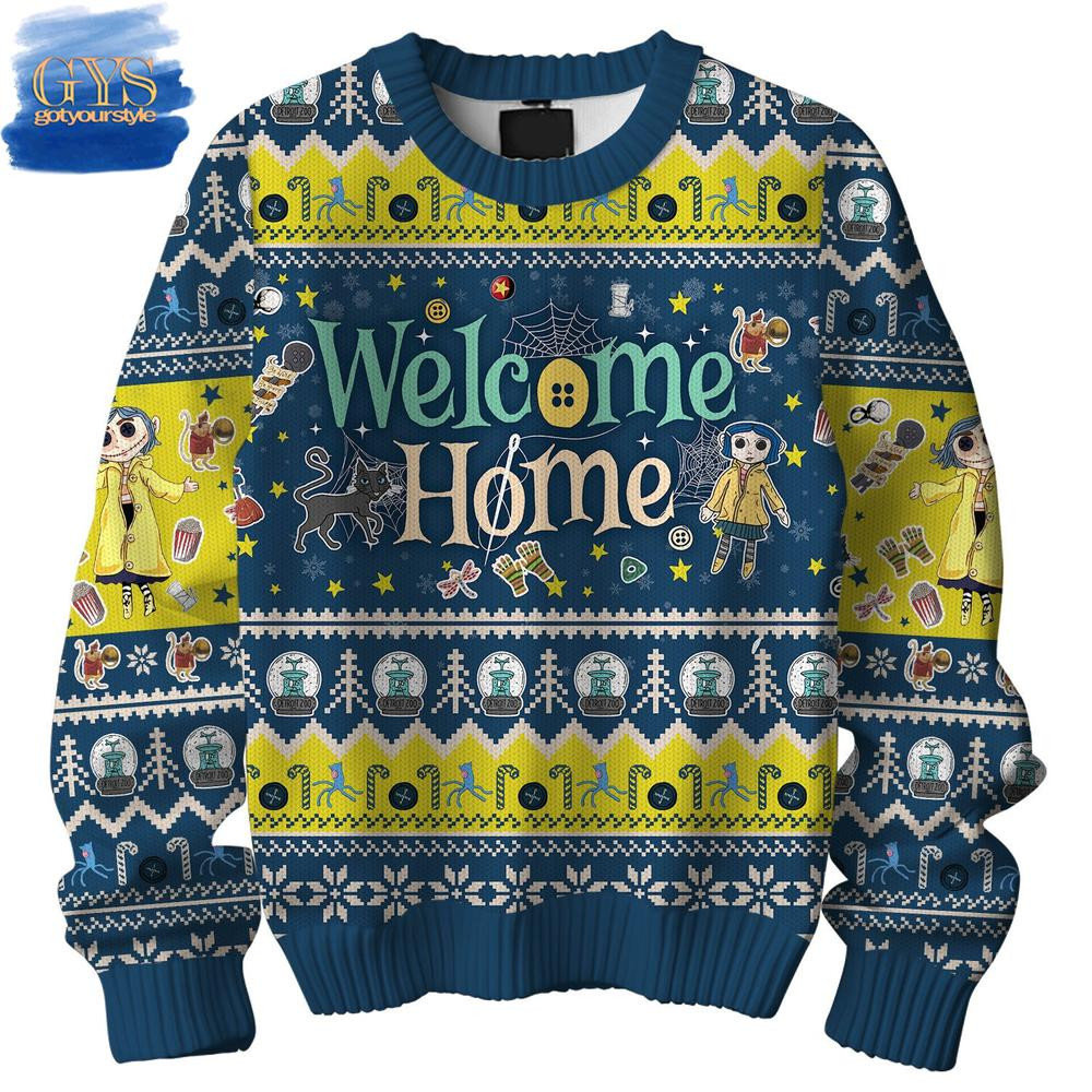 Coraline Welcome Home Christmas Ugly Sweater , Cozy Soft Unisex Pullover SW0601