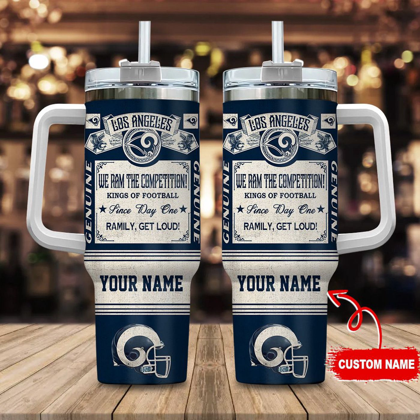 Vintage Los Angeles Rams King of Football Custom Name 40oz Stanley Tumbler - Perfect Gift for Fans 0501TB40