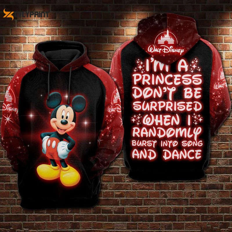 I Am A Disney Princess Mickey Over Print 3d Hoodie Zip Hoodie 1 HZ0501