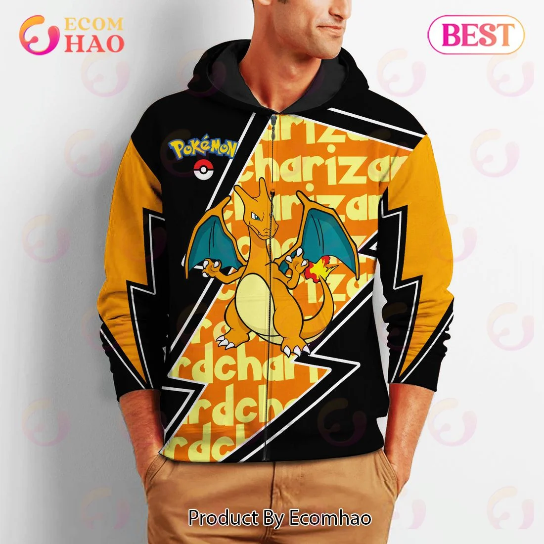Charizard Zip Hoodie Costume Pokemon, Zip Hoodie, Man – Women, Warm, Premium Quality HZ0501