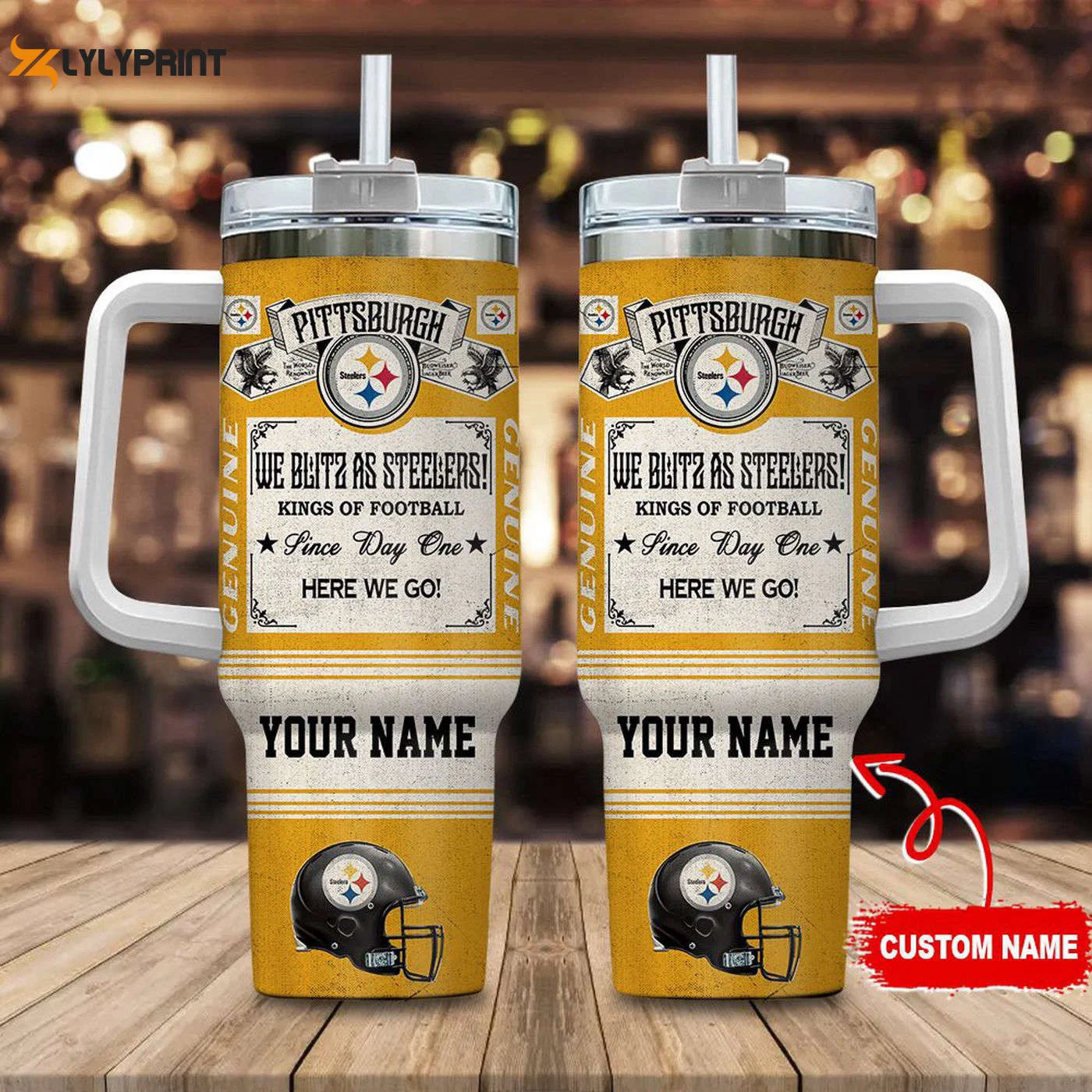 Pittsburgh Steelers Vintage King of Football Custom Name 40oz Stanley Tumbler - Perfect Gift for Fans 0501TB40