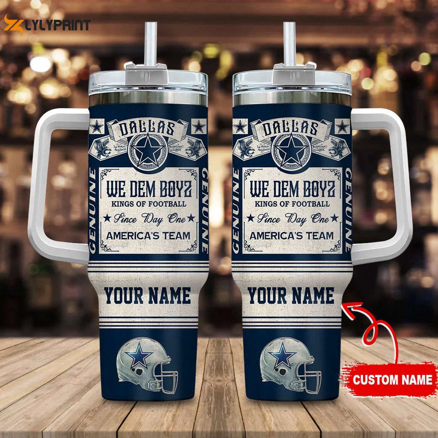 Dallas Cowboys Vintage King of Football Custom Name 40oz Stanley Tumbler - Perfect Gift for Fans 0501TB40