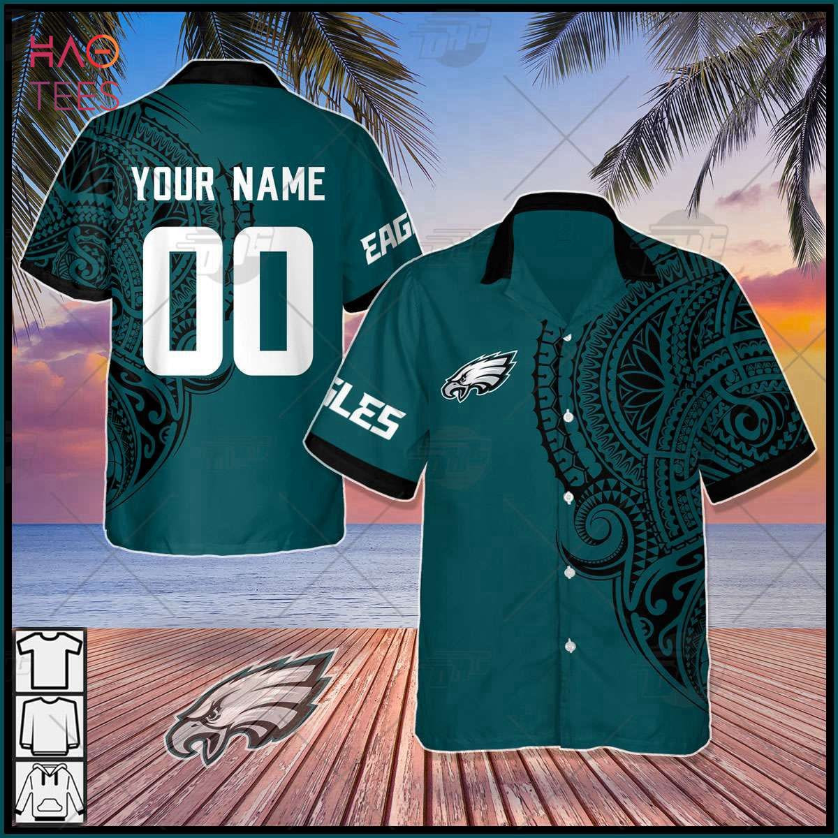 Personalize NFL Philadelphia Eagles Polynesian Tattoo Design Hawaiian Shirt 2023 Summer HW0601