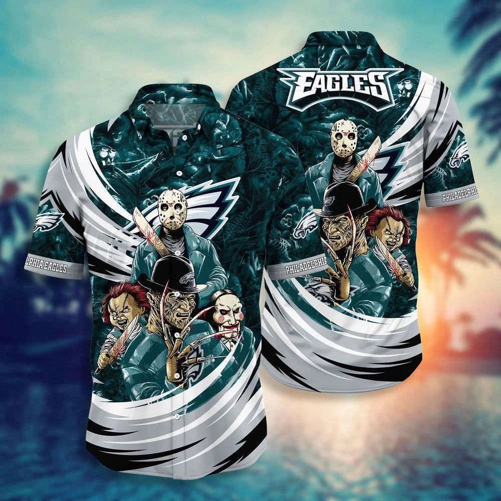 Philadelphia Eagles NFL Halloween Horror Movies Hawaiian Shirts For Men Women HW0601