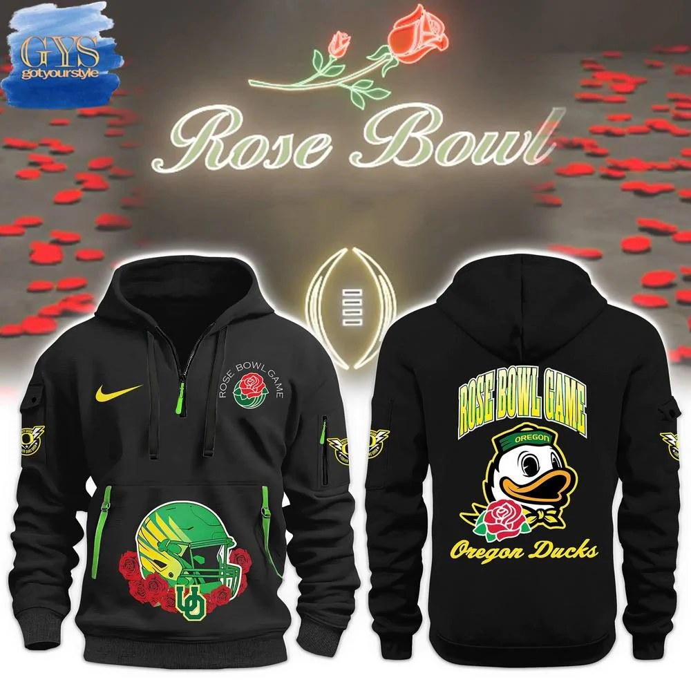 Oregon Ducks Rose Bowl Game Playoff Half Zip Hoodie QTZ0601