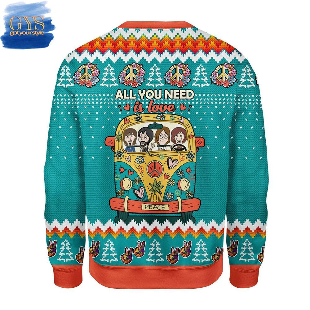 All You Need Is Love Hippie Ugly Christmas Sweater , Cozy Soft Unisex Pullover SW0601